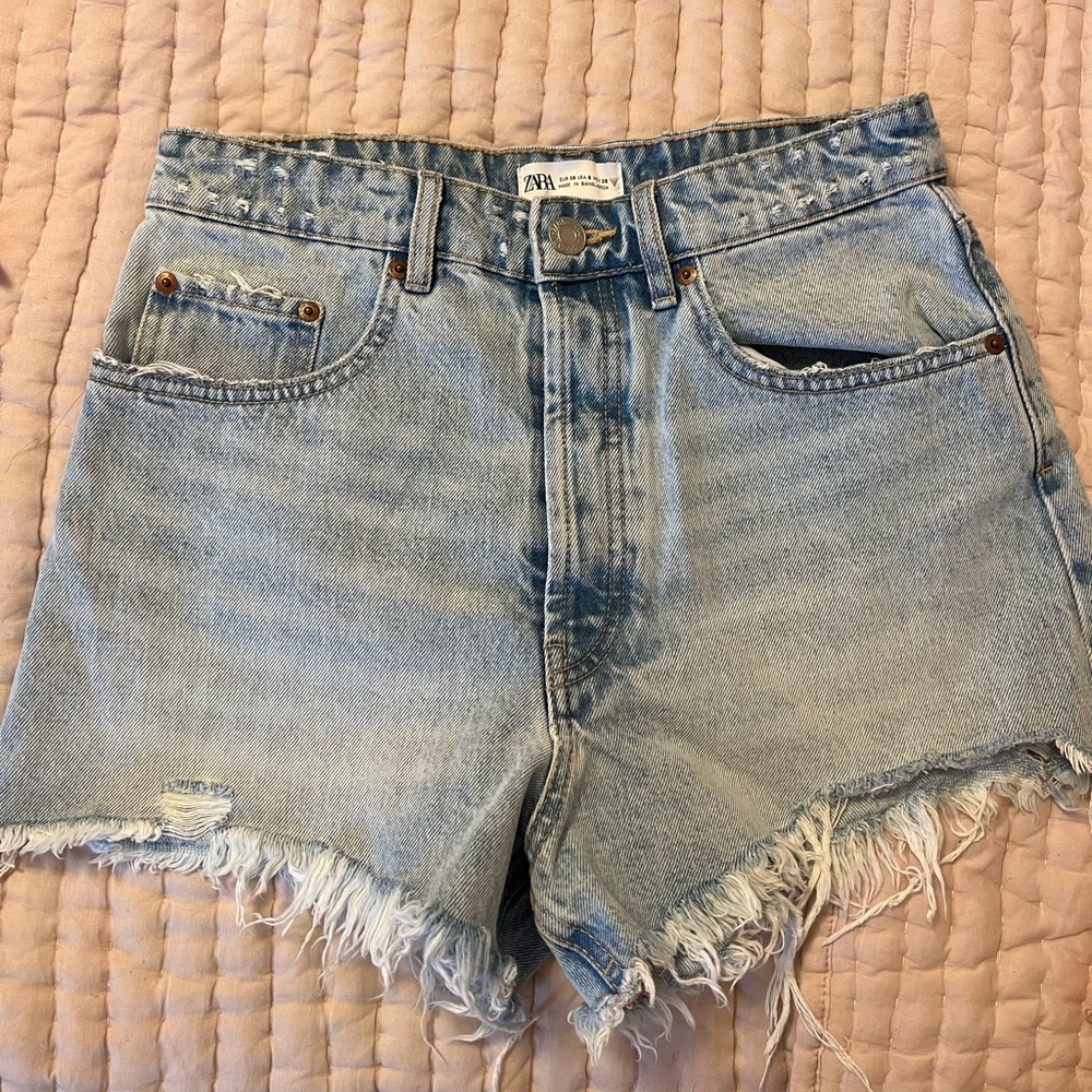 Zara Ripped Jean Shorts
